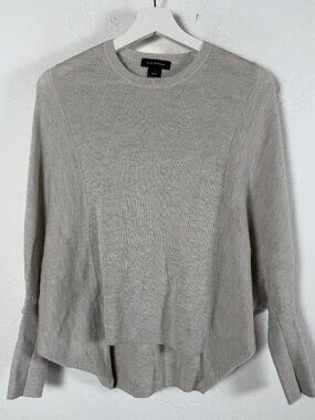 Club Monaco Wool Knit Crew Neck Sweater Women XS Gray Dolman Sleeve Oversized